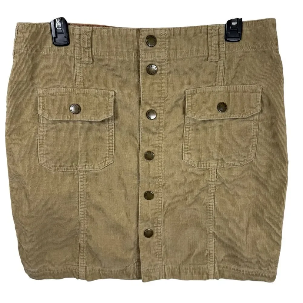 Y2K Front Button Tommy Hilfiger Tan/Beige Corduroy Skirt Size 8